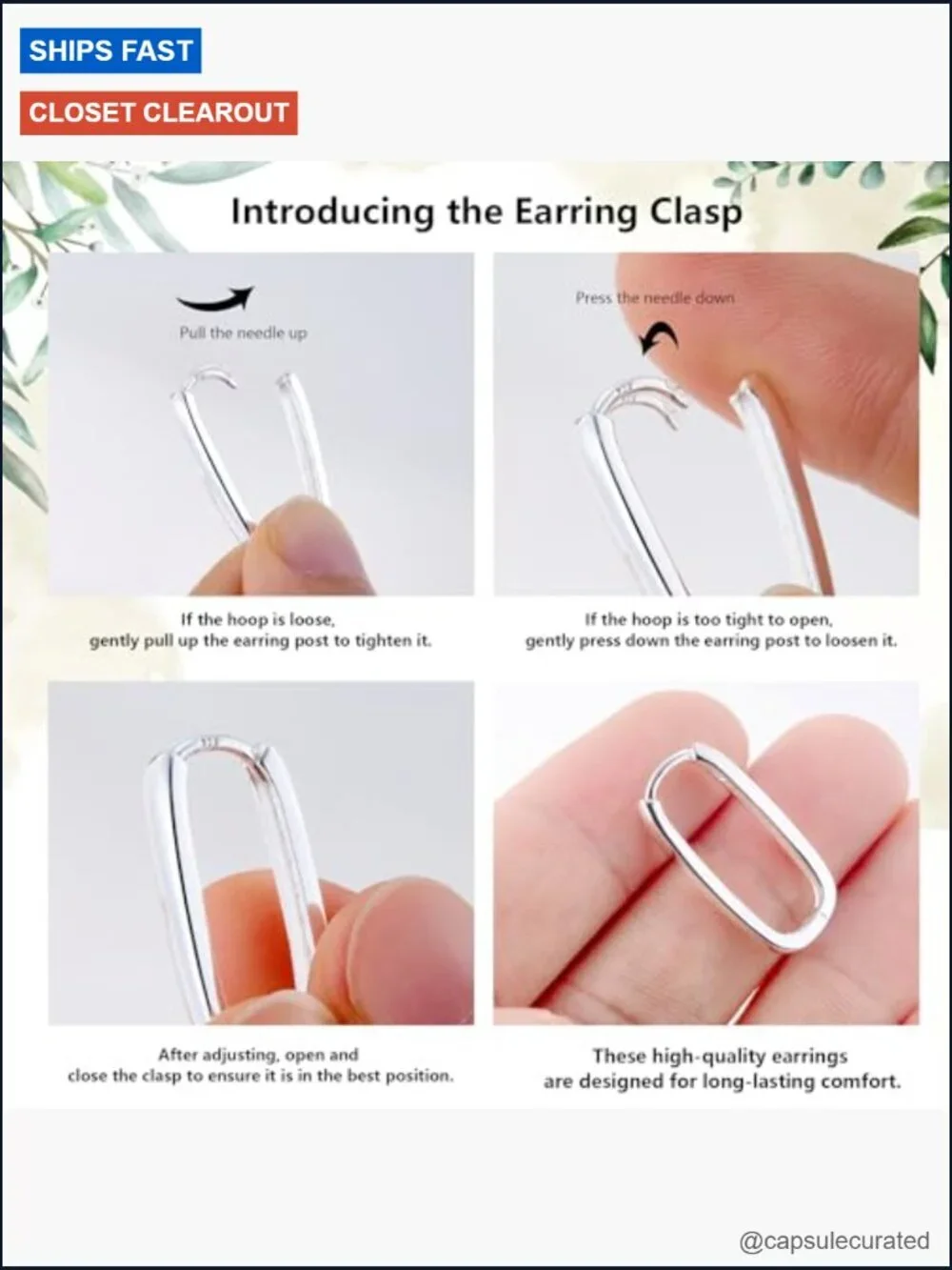 Rectangle Gold Hoop Earrings Geometric Hypoallergenic Square Hoops
